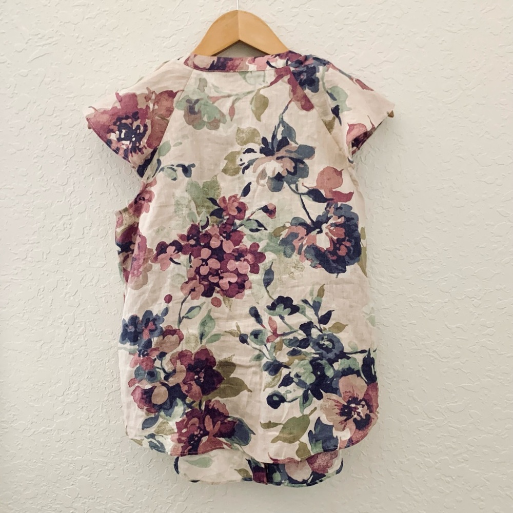 Ralph Lauren Floral Linen Flutter Sleeve Top - Picture 11 of 11